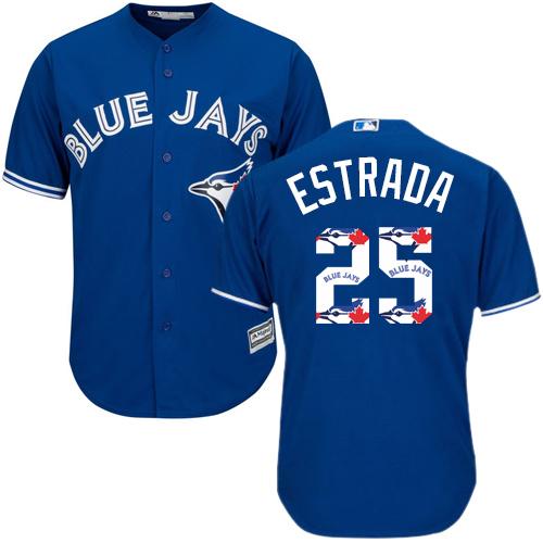 Blue Jays #25 Marco Estrada Blue Team Logo Fashion Stitched MLB Jersey - Click Image to Close